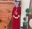粟茝平時(shí)可穿大碼胖mm結(jié)婚禮服旗袍敬酒服新娘酒紅色新款秋季答謝宴中 酒紅色中長款 (衣長110) XS 曬單實(shí)拍圖
