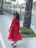 小咔衣濃女童紅色主持人禮服裙花童婚紗兒童長(cháng)袖生日鋼琴演出服公主裙秋冬 酒紅色長(cháng)袖長(cháng)款 130 曬單實(shí)拍圖