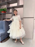 小咔衣濃（Xiaokayinong）兒童禮服公主裙長(cháng)袖花童婚禮蓬蓬紗女童主持人鋼琴演奏演出服夏季 香檳色L068中袖長(cháng)款 160 曬單實(shí)拍圖