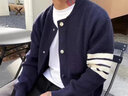 THOM BRIELLE湯姆TB四條杠針織開(kāi)衫外套男裝秋裝新款毛衣男高端美式復古v領(lǐng)毛 寶藍色 XL 曬單實(shí)拍圖