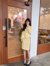 AD通勤外套連衣裙兩件套春裝女新款西裝套裙時(shí)尚主持人正裝 黃色西裝 S 曬單實(shí)拍圖