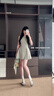 GARNUO灰色連衣裙子女夏季法式小個(gè)子高級感禮服裙無(wú)袖背心收腰顯瘦短裙 綠色 S 【80-100斤】 曬單實(shí)拍圖