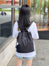 古梵緹（GUFANTI）雙肩包女輕便  新款時尚大容量通勤旅行14英寸電腦書包實用禮物 黑色【可放12英寸電腦】 曬單實拍圖