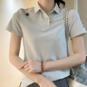迪桑特 WOMEN’S TRAINING  女士 印花短袖POLO衫 短袖POLO衫 LG-LIGHT GRAY L (170/88A) 曬單實拍圖