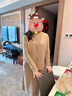 恰凡（QIAFAN）媽媽秋裝連衣裙套裝洋氣針織馬甲兩件套中老年女裝秋冬打底毛衣裙 駝色 XL  （建議120-130斤） 曬單實(shí)拍圖