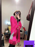 恒源祥（HYX）100羊毛純色披肩女喜婆婆媽媽外搭斗篷婚宴禮服帶袖秋冬外披 灰+粉 曬單實拍圖