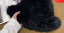 笙格兒白色毛絨真兔毛帽子女秋冬季保暖顯臉小護耳毛線帽皮草針織漁夫帽 黑色 均碼 曬單實拍圖