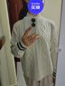 Navigare意大利小帆船女士全羊毛通勤毛衣半開領(lǐng)針織衫2334044501 白 L  曬單實拍圖