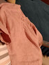 索宛亦（SUOWANYI）寬松T恤復古盤(pán)扣中袖女中式立領(lǐng)禪意茶服寬松套頭衫 粉紅色(有禮) 3XL 建議135-145斤 曬單實(shí)拍圖