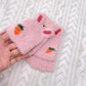 雪茜曼兒童手套保暖加絨毛線(xiàn)手套可愛(ài)卡通半指翻蓋小兔寶寶針織手套 曬單實(shí)拍圖