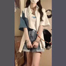 莜仙格女士夏季穿搭一整套女士2025新款韓版洋氣襯衫吊帶顯瘦牛仔短褲女 襯衫+吊帶+短褲 M 建議 95-105斤 曬單實(shí)拍圖