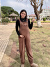 圖亞格孕婦背帶褲套裝小個(gè)子新款秋冬季孕婦褲子春秋款闊腿大碼孕婦秋裝 咖啡色背帶褲單件【春秋薄款】 L碼【建議115-130斤】 曬單實(shí)拍圖