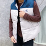 Calvin Klein Jeans春秋男女情侶中性時(shí)尚兔子提花拼接夾棉馬甲J400234 P0P-藍(lán)灰拼色 L 曬單實(shí)拍圖