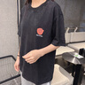 至唯 水洗做舊玫瑰短袖t恤男夏季美式痞帥潮牌潮流復(fù)古大碼半截袖體恤 JB5229水洗黑 XL【推薦120-135斤】 曬單實(shí)拍圖
