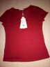 艾路丝婷新款短袖T恤女V领上衣纯色打底体恤TX3560 酒红色 165/88A/L 实拍图