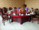 匯璟木業(yè) 中式酒店電動(dòng)餐桌 自動(dòng)旋轉大圓桌 仿古酒店家具20人火鍋桌 皮面三朵花餐椅一把（不單賣(mài)） 曬單實(shí)拍圖