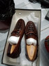 VQGT鱷魚(yú)紋男士休閑鞋英倫皮鞋真皮男鞋一腳蹬牛皮鞋男豆豆鞋棕色 棕色 標準碼 37 曬單實(shí)拍圖