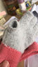 士丹熊手套女士冬季可愛(ài)韓版卡通學(xué)生露指加厚保暖針織毛線(xiàn)半截半指手套 白藍色 曬單實(shí)拍圖