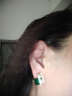 依特日韩版925银针耳钉女百搭菱形几何气质耳环耳坠耳针镶钻仿水晶耳饰 绿色 实拍图