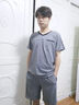 金立芬睡衣男春夏純棉短袖簡(jiǎn)約條紋全棉居家男士家居服套裝可外穿 098高雅中灰色 L 120斤-140斤 曬單實(shí)拍圖