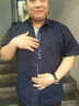 畢蒙加肥加大碼襯衫短袖男士夏季大碼男裝肥佬衣服潮胖子上衣特大號襯衣 藍色 6XL 曬單實(shí)拍圖