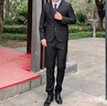 羅蒙（ROMON）高檔定制西服套裝男士商務(wù)休閑小西裝男免燙職業(yè)正裝新郎結(jié)婚禮服 雙扣黑色西服+馬甲+襯衫+褲子 XL碼(加8件禮品) 曬單實拍圖