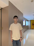 名創(chuàng)優(yōu)品（MINISO）重磅T恤男短袖2025新款二本針抗皺純棉半袖男款純色百搭圓領(lǐng)體恤 【100%純棉】藏青(涼爽微風(fēng)胸標(biāo)) XL /180(不起球不掉色) 曬單實(shí)拍圖