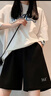 361°運(yùn)動(dòng)短褲女2025夏季新款透氣寬松休閑褲運(yùn)動(dòng)短褲女夏天外穿寬松 透氣-黑色三分褲【胖瘦皆宜】 S 曬單實(shí)拍圖