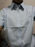 墨諾佰 短袖襯衫男商務(wù)正裝純色白襯衣夏季修身免燙男士襯衣 藍色 39 碼（115-130斤） 曬單實(shí)拍圖