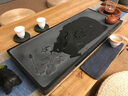 向豐 天然烏金石茶盤(pán)手工浮雕茶臺茶托盤(pán) 家用排水功夫茶具盤(pán) 荷花魚(yú)60*25*3 曬單實(shí)拍圖