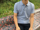 袋鼠純棉短袖t恤男翻領(lǐng)純色polo衫夏季絲光棉休閑百搭透氣半袖上衣男 霧藍 XL /175 曬單實(shí)拍圖