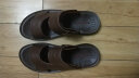 红蜻蜓男鞋凉鞋男夏季真牛皮舒适商务休闲沙滩鞋 棕色 44 实拍图