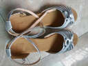 舞帕 春秋新款拉丁舞蹈鞋女式低跟廣場(chǎng)舞鞋跳舞鞋夏季涼鞋 銀色室外膠底【5.5cm跟】 37 曬單實(shí)拍圖