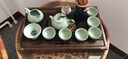 肖字和德 家用茶具套裝實(shí)木茶盤(pán)紫砂茶具陶瓷整套茶具 棕色805汝窯套裝 曬單實(shí)拍圖