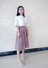 特尚萊菲 蕾絲半身裙女中長款2021春秋氣質(zhì)勾花鏤空百褶裙半裙a字長裙 BHF204 藕粉色底內(nèi)襯 均碼（1尺9-2尺4） 曬單實(shí)拍圖