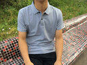 袋鼠純棉短袖t恤男翻領(lǐng)純色polo衫夏季絲光棉休閑百搭透氣半袖上衣男 霧藍 XL /175 曬單實(shí)拍圖