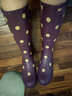 好雨時(shí)節高筒圓點(diǎn)橡膠女式優(yōu)雅雨鞋 波點(diǎn)女士防水防滑舒適時(shí)裝機車(chē)水鞋 深紫色 39 （39相當于標準40碼） 曬單實(shí)拍圖