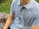 袋鼠純棉短袖t恤男翻領(lǐng)純色polo衫夏季絲光棉休閑百搭透氣半袖上衣男 霧藍 XL /175 曬單實(shí)拍圖