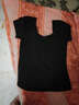 夏季低胸性感修身顯瘦t恤短袖低領(lǐng)大U領(lǐng)女打底衫韓版學(xué)生半袖彈力 黑色 雙U L 曬單實(shí)拍圖