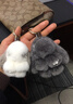 聞希裝死兔正版小兔子掛件鑰匙扣高檔水貂毛飾品生日禮物送女友女生 灰白色  8cm皮革爪 曬單實(shí)拍圖