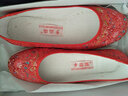 步瀛齋女鞋 春夏秋老北京布鞋女  手工納底 緞面雞冠花千層底繡花鞋 紅色  千底緞面紅雞冠花海元  37 曬單實(shí)拍圖