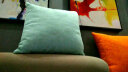米乐加厚亚麻抱枕简约客厅沙发靠垫套汽车办公室腰枕床头大靠枕腰垫 湖蓝色(加厚素色亚麻) 抱枕套45*45cm（不含芯） 实拍图