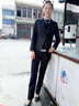 晨芙條紋西裝外套女氣質(zhì)職業(yè)西服套裝商務(wù)面試正裝通勤工作服教師工裝 黑色西裝+灰襯衫+馬甲+褲 XL 建議110-120斤 曬單實(shí)拍圖
