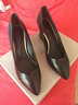 足顏紅色尖頭高跟鞋粗跟真皮婚鞋黑色工作鞋簡(jiǎn)約淺口單鞋串珠馬蹄跟女士皮鞋潮 黑色 37 曬單實(shí)拍圖