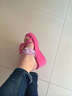 寶人（boree）拖鞋女夏季高跟碎花布松糕厚底坡跟一字拖時(shí)尚外穿防滑沙灘涼拖鞋 玫紅 37 曬單實(shí)拍圖