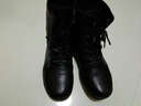 牛登負跟鞋女腰椎矯鞋正形體盆骨前傾鞋倒走真皮靴高幫秋冬前高后低鞋 黑色加絨 37 曬單實(shí)拍圖