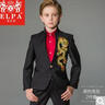 ELPA男童禮服套裝刺繡龍兒童西裝中華立領(lǐng)花童禮服主持西服演出服套裝 紅刺繡3件套：外套+褲子+白襯衫 120碼 身高110-120cm 重39-45斤 曬單實(shí)拍圖