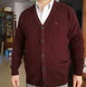 恒源祥加厚純羊毛衫開(kāi)衫男秋冬新款男裝外搭V領(lǐng)中年保暖上衣針織毛線(xiàn)衫 紫紅 2XL /185/120 曬單實(shí)拍圖