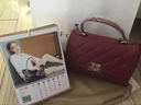 金狐貍包包女包新款百搭單肩斜挎包小香風(fēng)菱格包情人節牛皮手提包 JD998LH056F酒紅色（包底寬26.5cm） 曬單實(shí)拍圖