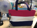途尊（kingtrip）手提包購物袋小布包手拎包拼接帆布包款女包媽咪包 玫紅色 曬單實(shí)拍圖